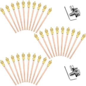 Gohantee Access Service Valve, 30Pcs 1/4" SAE x 1/4" OD x 4" Stem Core AC Refrigeration with 2 Pcs BPV31 Bullet Piercing Valves for HVAC Refrigerant System
