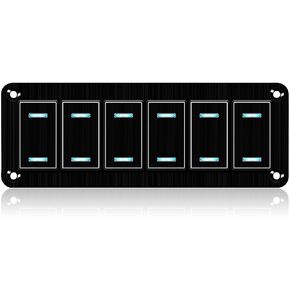 لوحة تبديل الروك-4 لوحة تبديل ألومنيوم ألومنيوم ، لوحة تبديل 12V/24V ، مفاتيح 3 دبوس على تشغيل السيارة ، لوحة مفتاح LED الأزرق لسيارة سيارة جيب جيب RV UTV