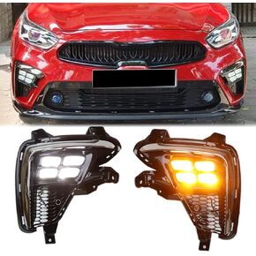 LED Four LED DRL النهار تشغيل الضوء على KIA K3 FORTE Cerato BD 3RD GEN 2019 2020 2021 مجموعة ضباب الدافع الأمامي مع إشارة العنبر بدوره
