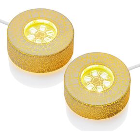 ZEERSHEE 2Pcs Wooden LED Light Base for Acrylic Resin Crystal Art - 7 Color Cycle with USB Cable Display Stand Round Lighted Pedestal for 3D Crystal Sphere (2.3" Holder)