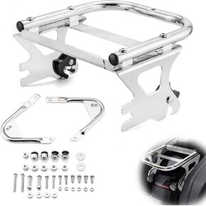 Wsays Detachable Two-Up Tour Pack Mounting Luggage Rack and Docking Hardware Kit Compatible with Harley Touring Street Electra Road Glide Road King 1997-2008 Chrome