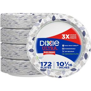 Dixie Ultra Paper Plates, 10 1/16 inch, Dinner Size Printed Disposable Plate, 172 Count (4 Packs of 43 Plates), Packaging and Design May Vary