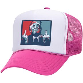 TeesAndTankYou Trump Middle Fingers Foam Trucker Cap Adjustable Mesh Back Hat