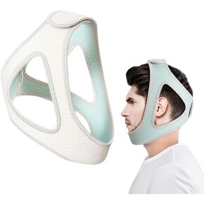 Chin Strap for Sleeping，Anti Snoring Devices, Anti Snore Chin Strap for Men and Women, Snore Stopper with Adjustable Velcro, Comfortable Stop Snoring Solution, Breathable and Reusable, White, M (1)