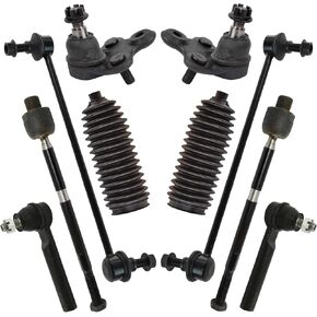 TRQ Front Steering & Suspension Kit Ball Joint Steering Rack & Pinion Bellow Sway Bar Stabilizer Link Tie Rod Compatible with 2007-2012 Acura RDX