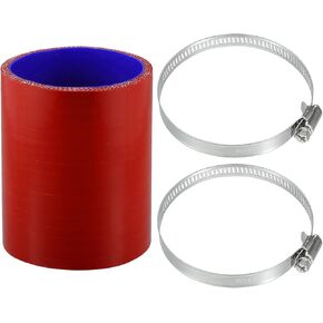 X AUTOHAUX 1 Set 70mm 2.76" ID 100mm 3.94" Length 0 Degree Red Blue Car Silicone Hose with Clamps Coolant Hose Universal
