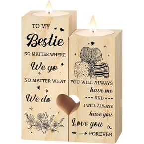 SteadStyle Bestie Gifts for Women – Heart-Shaped Candle Holder for Friendship, Birthday Present for Female Friends, BFF Soul Sister Surprises for Mother’s Day or Christmas