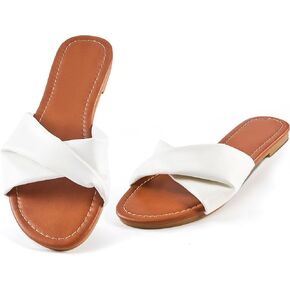 Slide Sandals Women with Soft Insole, Flat Sandals Featuring Wide Upper and Anti-Slip Sole for Comfort and Stability