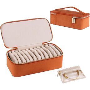 HofferRuffer Jewelry Box Organizer for Women Girls, Travel Jewelry Case with 12 Portable Zipper Bags, Jewelry Storage Ideal for Travel & Home Organization (12pcs-CreamWhite Velvet)
