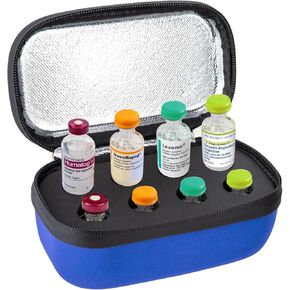 SUNMON Insulin Vial Holder - Insulin Vial Case Fits Standard 10ml U-100 Vials, Insulin Vial Case, Refrigerator Storage, Portable Insulation, Insulin Cooler Travel Case Organizer,8-Slot (Blue)
