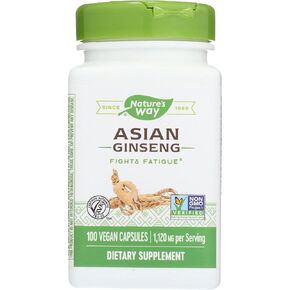 Nature's Way Premium Herbal Asian Ginseng, Cruelty Free, Environmentally Friendly, 100 Vegan Capsules (Pack of 1)