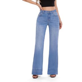 FLYING BANANA Women's Flare High Waisted Bell Bottom Wide Leg Baggy Stretch Denim Jeans