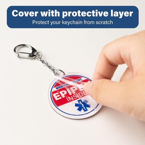 4 Pack Epipen Inside Keychain - Allergy Medical Alert Symbol Bag Tags Set, Double Side Key Tag for Zipper Pull Charm 1.4" for Adult and Child in Saudi Arabia