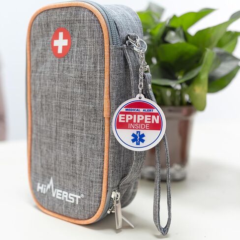 4 Pack Epipen Inside Keychain - Allergy Medical Alert Symbol Bag Tags Set, Double Side Key Tag for Zipper Pull Charm 1.4" for Adult and Child in Saudi Arabia