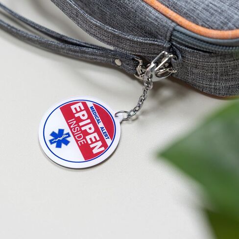 4 Pack Epipen Inside Keychain - Allergy Medical Alert Symbol Bag Tags Set, Double Side Key Tag for Zipper Pull Charm 1.4" for Adult and Child in Saudi Arabia