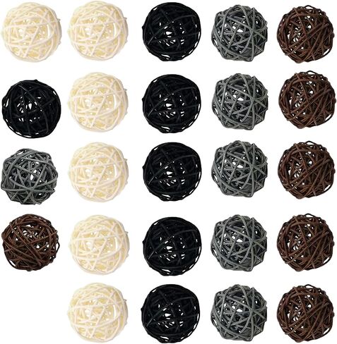 24 PCS 2 بوصة كرات الروطان ، الأجرام السماوية كرات زخرفية للأوعية على الطاولة مواد حشو وعاء ديكور للمسارات المركزية مزهرية للديكور المنزلي in Kuwait