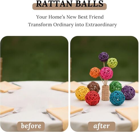 24 PCS 2 بوصة كرات الروطان ، الأجرام السماوية كرات زخرفية للأوعية على الطاولة مواد حشو وعاء ديكور للمسارات المركزية مزهرية للديكور المنزلي in Kuwait