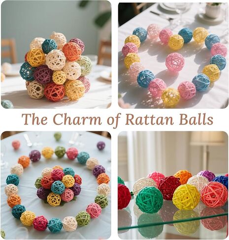 24 PCS 2 بوصة كرات الروطان ، الأجرام السماوية كرات زخرفية للأوعية على الطاولة مواد حشو وعاء ديكور للمسارات المركزية مزهرية للديكور المنزلي in Kuwait