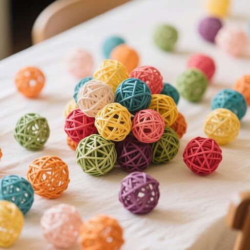 24 PCS 2 بوصة كرات الروطان ، الأجرام السماوية كرات زخرفية للأوعية على الطاولة مواد حشو وعاء ديكور للمسارات المركزية مزهرية للديكور المنزلي in Kuwait