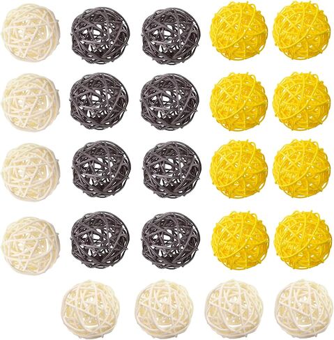 24 PCS 2 Inchs Wicker Rattan Balls, Orbs Decorative Balls for Bowls on Table Decorative Bowl Fillers for Centerpieces Vase Fillers for Home Decor in Saudi Arabia