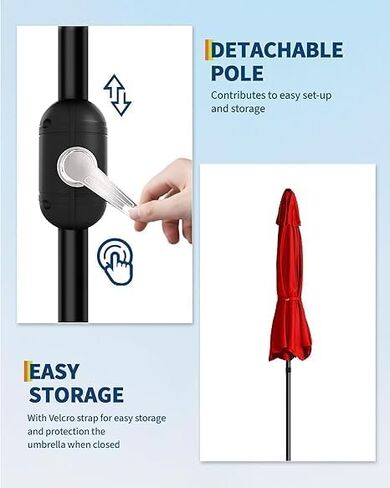 IDEALHOUSE 9Ft Outdoor Patio Umbrella, 8 Sturdy Ribs Table Umbrella With Crank Lift & Push Button Tilt, Market Umbrella UV Protection Waterproof for Garden, Deck, Backyard, Pool in Saudi Arabia