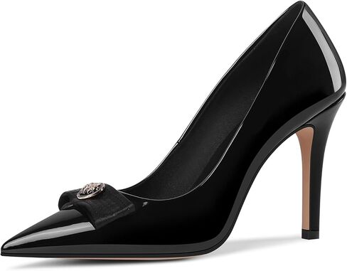 LOCERICH Women's High Heels Pumps Closed Toe Bow Heels Pointed Toe Stiletto Dress Shoes for Women Party Work Wedding Shoes for Bride in Kuwait