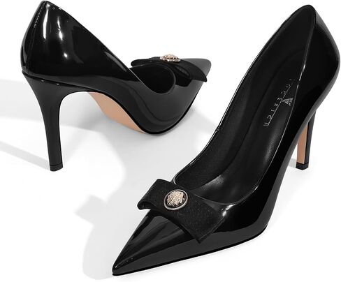 LOCERICH Women's High Heels Pumps Closed Toe Bow Heels Pointed Toe Stiletto Dress Shoes for Women Party Work Wedding Shoes for Bride in Kuwait