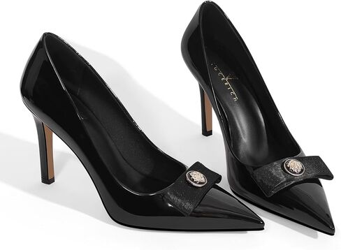 LOCERICH Women's High Heels Pumps Closed Toe Bow Heels Pointed Toe Stiletto Dress Shoes for Women Party Work Wedding Shoes for Bride in Kuwait