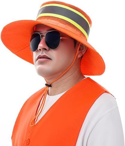 haozaikeji High Visibility Reflective Sun Hat Hi-Vis Safety Sun Hat Sun Protection Reflective Work Hats Wide Brim Boonie Hats in Saudi Arabia
