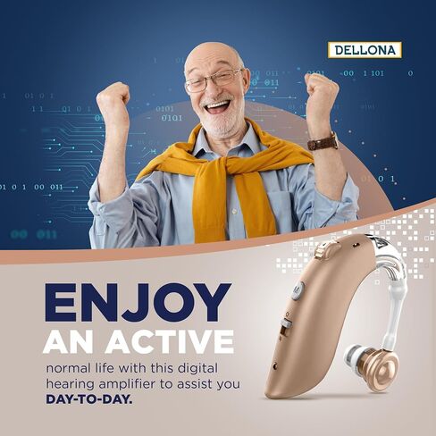 Dellona Hearing Aids for Seniors Severe Hearing Loss - Rechargeable Hearing Aids - Ear Hook Hearing Aid - Hearing Aids for Seniors Rechargeable with Noise Cancelling - Hearing Amplifiers for Seniors in Saudi Arabia