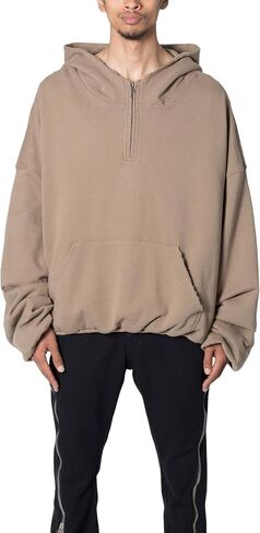 MNML الرجال المبطنون الفضفاضة 3/4 ZIP Hoodie in Saudi Arabia