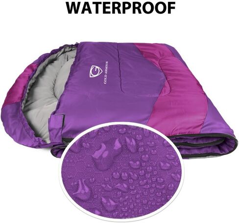 Gold Armour Sleeping Bags for Adults Cold Weather & Warm - Backpacking Camping Sleeping Bag for Kids 10-12, Girls, Boys - Lightweight Compact Camping Essentials Gear Accessories, Right Zipper in Kuwait