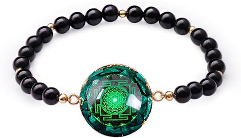 Day Day Up Orgonite Bracelet With Natural Malachite Gemstone & Sri Yantra | Adjustable Healing Quartz Crystal & Chakra Jewelry For Women & Men in Kuwait