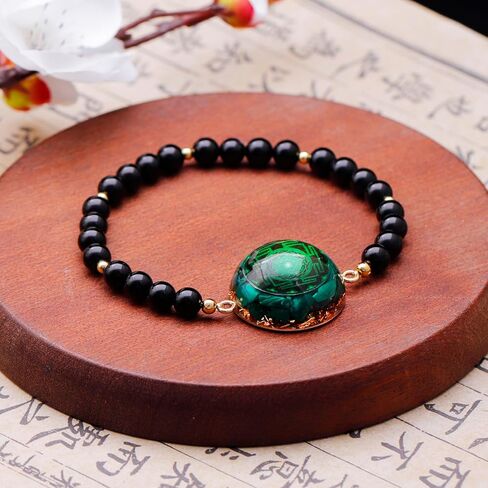 Day Day Up Orgonite Bracelet With Natural Malachite Gemstone & Sri Yantra | Adjustable Healing Quartz Crystal & Chakra Jewelry For Women & Men in Kuwait