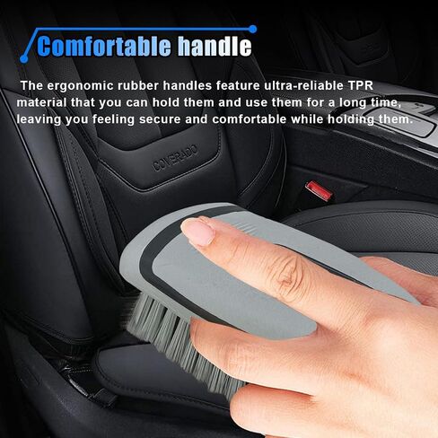 Carpet and Upholstery Cleaning Brush - Stiff Bristle Carpet Scrubber Car Cleaning Brush for Car Interior and Home - Leather Brush Auto Detailing Scrub Brushes for Couch, Floor Mats, Clothes (Grey) in Kuwait