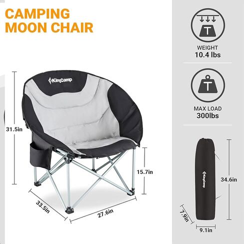 KingCamp Oversized Camping Chair for Adults 300LBS Capacity Camp Lawn Chair Folding Camp Chair with Cup Holder Storage Bag for Camp BBQ Outdoor Fishing 31 x 33 x 27 Inches Balck&Red Camping Chair in Saudi Arabia