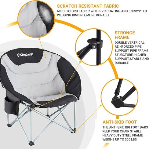 KingCamp Oversized Camping Chair for Adults 300LBS Capacity Camp Lawn Chair Folding Camp Chair with Cup Holder Storage Bag for Camp BBQ Outdoor Fishing 31 x 33 x 27 Inches Balck&Red Camping Chair in Saudi Arabia