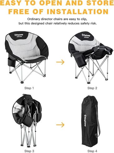 KingCamp Oversized Camping Chair for Adults 300LBS Capacity Camp Lawn Chair Folding Camp Chair with Cup Holder Storage Bag for Camp BBQ Outdoor Fishing 31 x 33 x 27 Inches Balck&Red Camping Chair in Saudi Arabia
