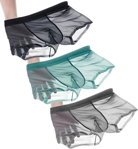 سراويل داخلية من الحرير الجليدية للملاكمين للرجال 3Pack مريحة مرتاحات داخلية رقيقة رائعة in Kuwait
