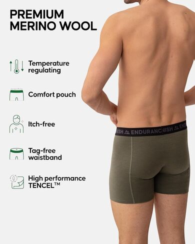 DANISH ENDURANCE Men's Merino Wool Boxer Briefs (1 or 2-Pack) – Odor-Resistant, Breathable & Sweat-Wicking, Optional Fly in Saudi Arabia