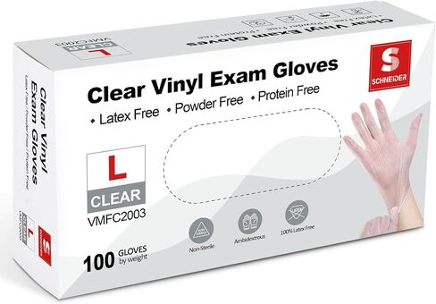 Schneider Clear Vinyl Exam Gloves, Latex-Free, Disposable Medical Gloves, Cleaning Gloves, Food Safe, Powder-Free, 4 mil in Saudi Arabia