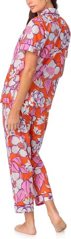 Trina Turk PJS Womens Short Sleeve Notch Twch Twch & Bants Bants Sleepwear Pajama مجموعة ، القطن العضوي in Saudi Arabia