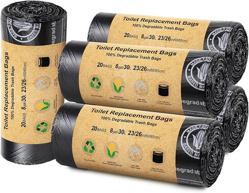 BLIKA 40 Count Toilet Replacement Bags, 8 Gallon, 30 Liter, Heavy Duty 1 Mil, Compost Bags 8 Gallon, Camping Toilet Bags for Portable Toilet, Car Travel, Camping, Long Trips in Kuwait