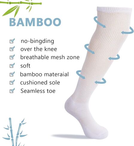 الجوارب السكري للرجال والنساء ، 4 حزم الجوارب غير الملزمة على الركبة ، الجوارب السكري المغطاة in Kuwait