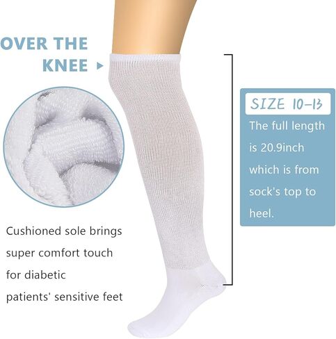 الجوارب السكري للرجال والنساء ، 4 حزم الجوارب غير الملزمة على الركبة ، الجوارب السكري المغطاة in Kuwait