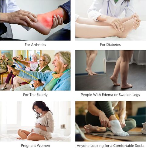 الجوارب السكري للرجال والنساء ، 4 حزم الجوارب غير الملزمة على الركبة ، الجوارب السكري المغطاة in Kuwait