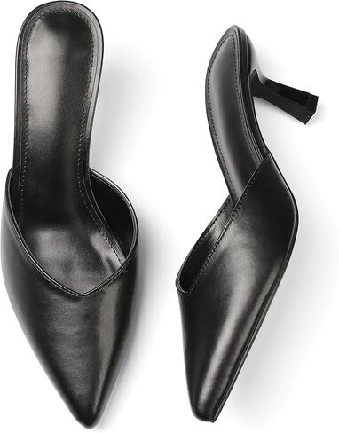VOMIRA Black Kitten Heels for Women Closed Pointed Toe Stiletto Heels Black Mules for Women Slip On Slingback Heels Dress Party Wedding Heeled Sandals Women's Black Pumps Shoes in Kuwait
