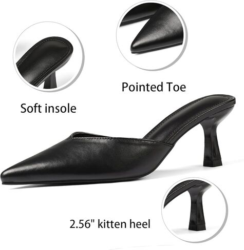 VOMIRA Black Kitten Heels for Women Closed Pointed Toe Stiletto Heels Black Mules for Women Slip On Slingback Heels Dress Party Wedding Heeled Sandals Women's Black Pumps Shoes in Kuwait