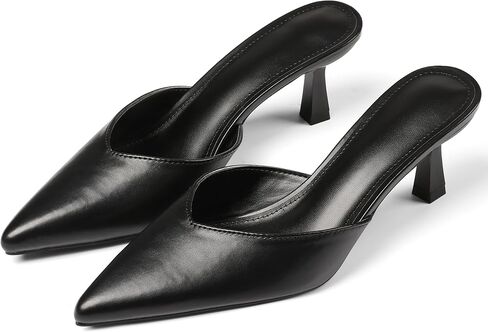 VOMIRA Black Kitten Heels for Women Closed Pointed Toe Stiletto Heels Black Mules for Women Slip On Slingback Heels Dress Party Wedding Heeled Sandals Women's Black Pumps Shoes in Kuwait