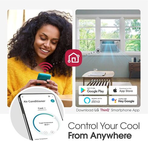 LG 12000 BTU Window Air Conditioners [2023 New] Remote Control WiFi App Ultra-Quite Washable Filter Cools 550Sq.Ft for Medium & Large Room AC Unit air conditioner Easy Install White LW1217ERSM1 in Kuwait